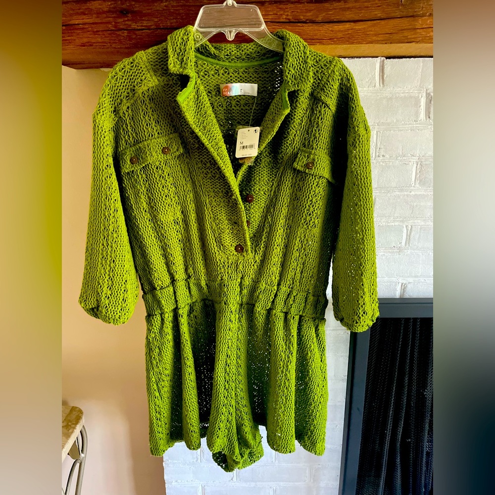 Free People green romper. Never worn-New with tags!